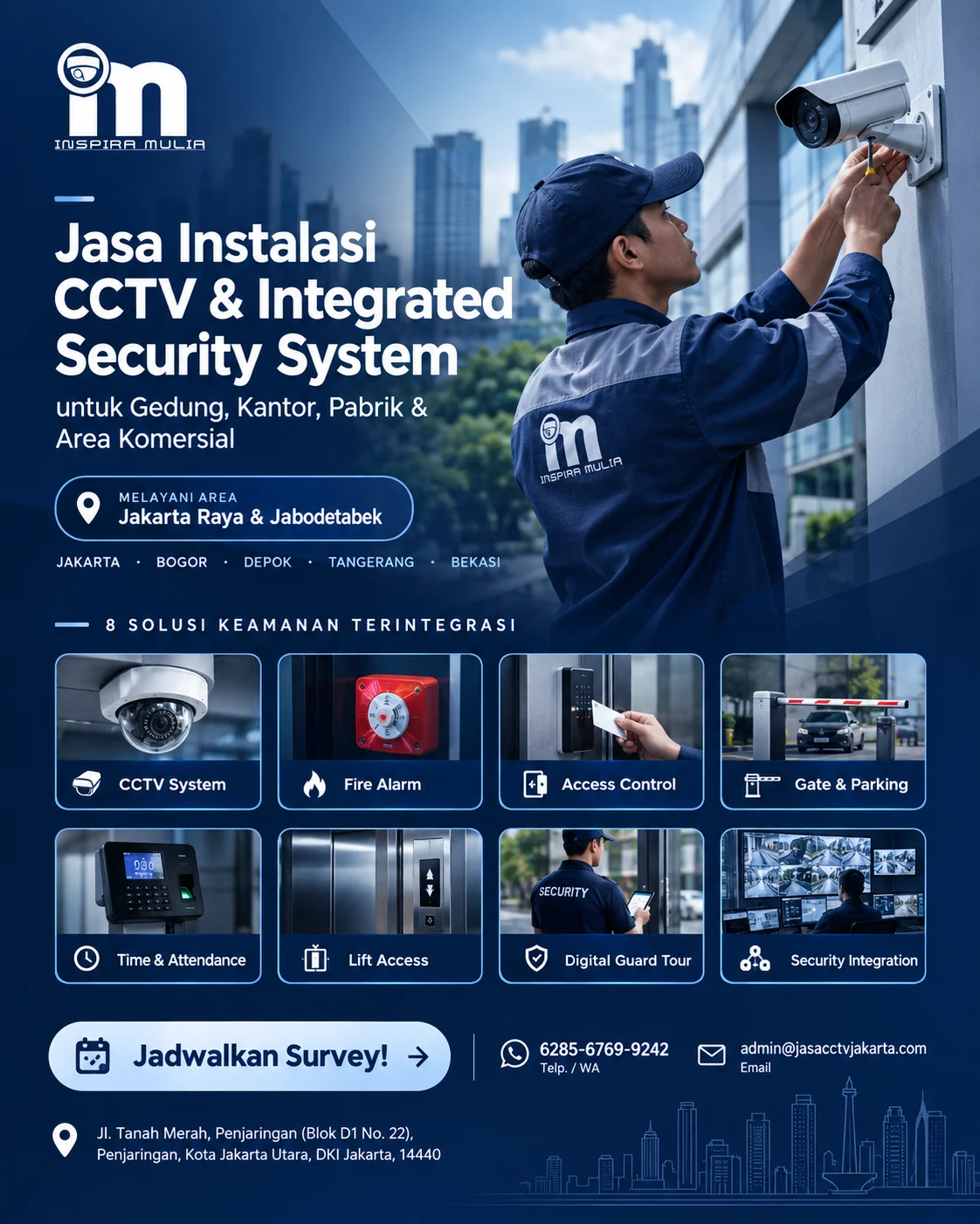 Jasa instalasi CCTV Jakarta & Jabodetabek, dengan integrated security system oleh Inspira Mulia.
